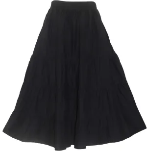 Beautybatik Women Cotton Plus Size Boho Gypsy Long Maxi Tier Skirt with Pockets XL to 3X