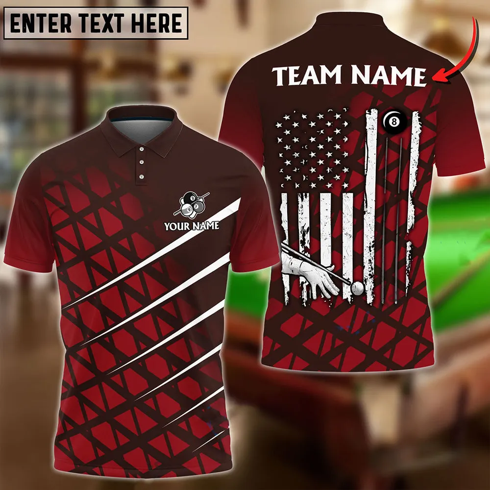 Billiards Ball 8 To The New America ,Personalized Name Team Multicolor Options 3D Polo Shirt