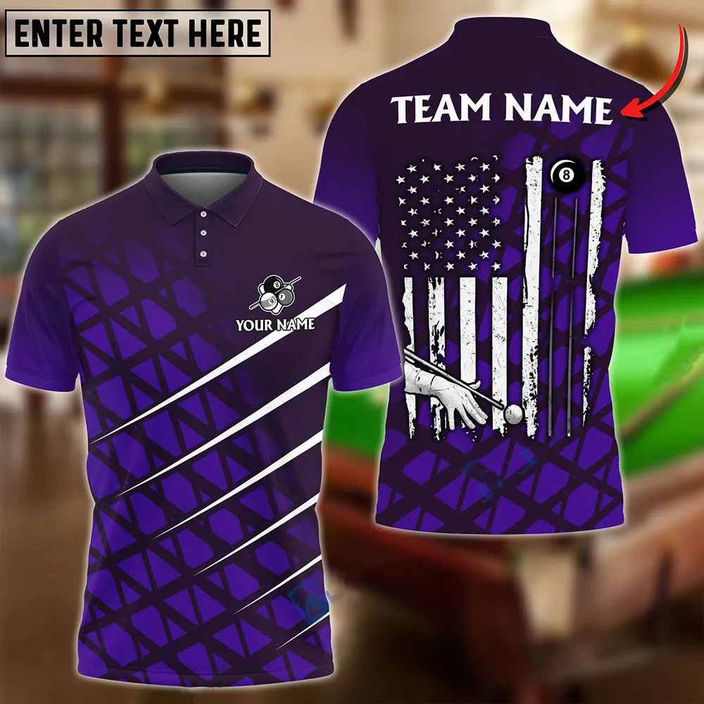Billiards Ball 8 To The New America ,Personalized Name Team Multicolor Options 3D Polo Shirt