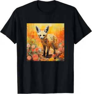 Colorful Artistic Sketch Oil Painting Of A Bat Eared Fox T-Shirt