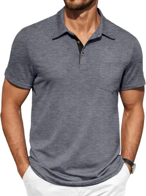 COOFANDY Men Short Sleeve Polo Shirt Casual Summer Collar Shirts Dress Button Polo T Shirt Classic Golf Shirts