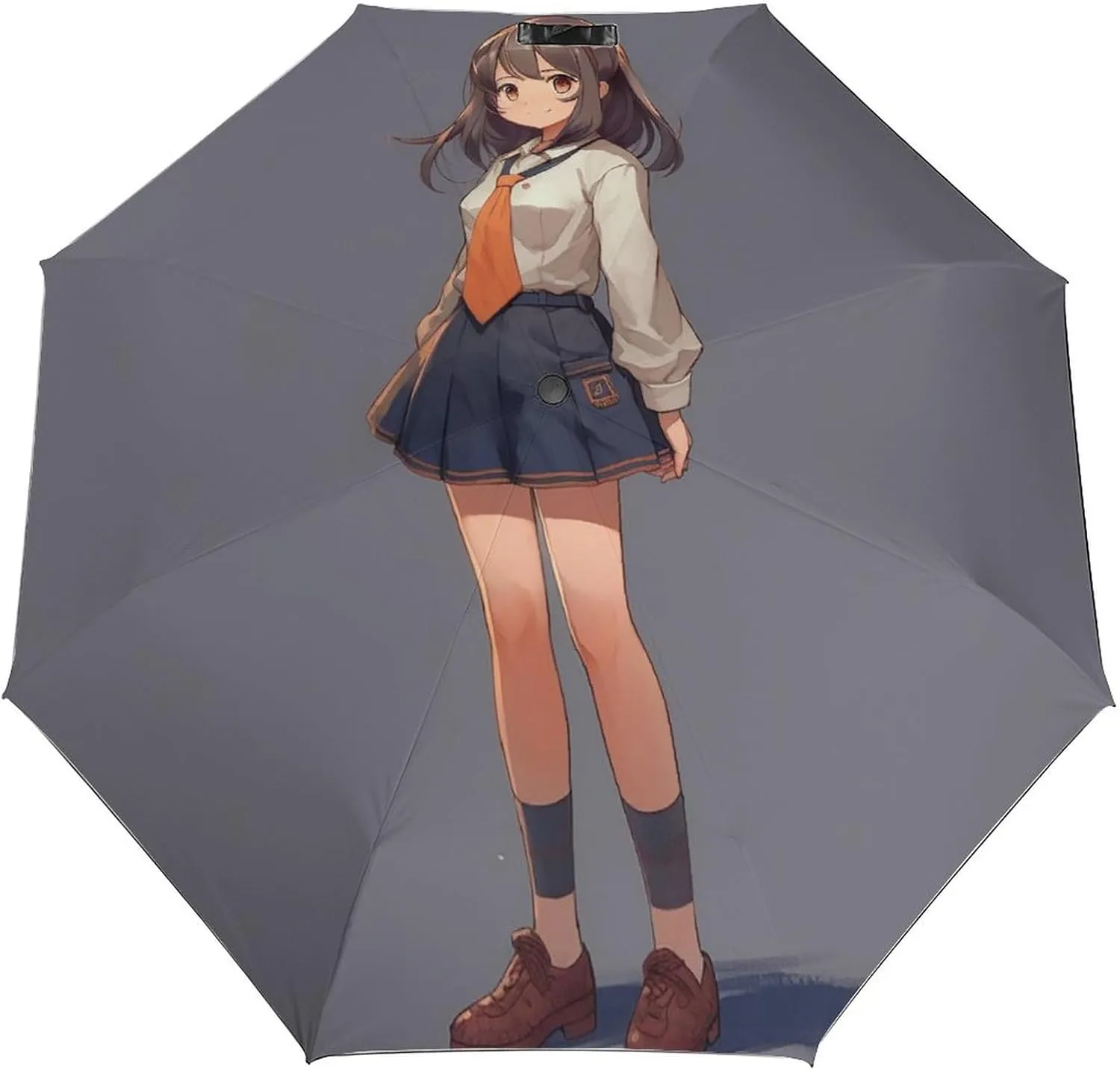Fully Automatic Compact Folding Umbrellas Light Durable Portable Travel Waterproof Canopy Anime Girl in Skirt Print Outdoor Windproof Parasol