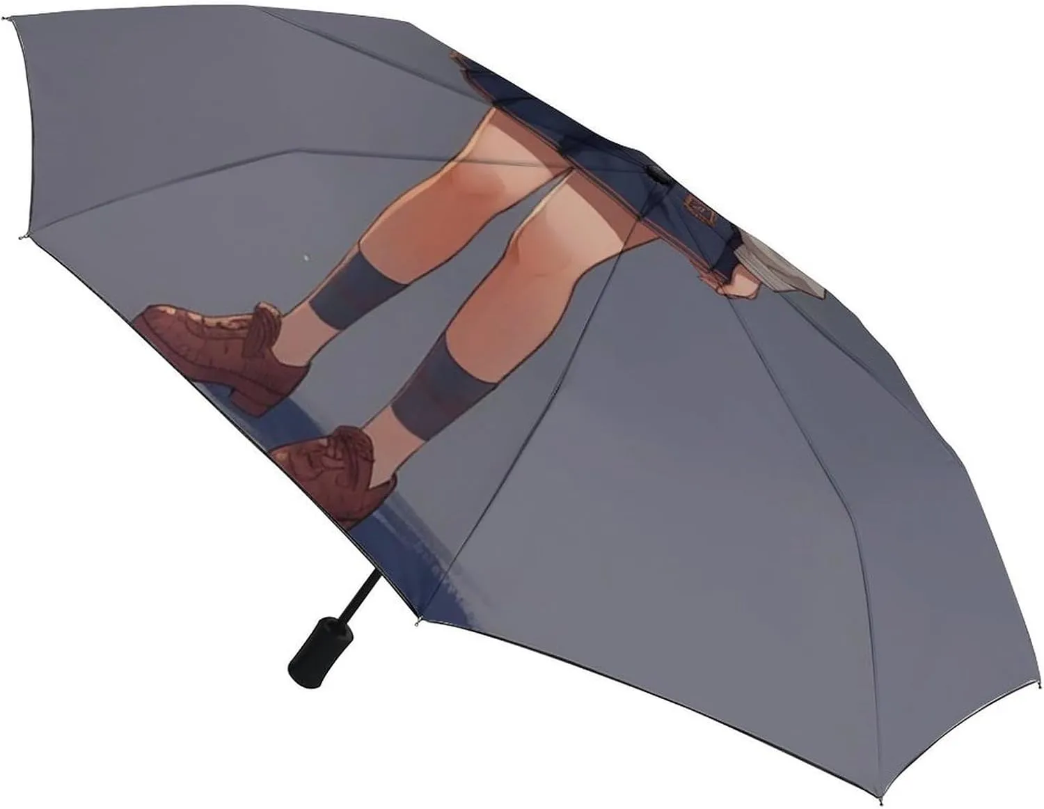Fully Automatic Compact Folding Umbrellas Light Durable Portable Travel Waterproof Canopy Anime Girl in Skirt Print Outdoor Windproof Parasol