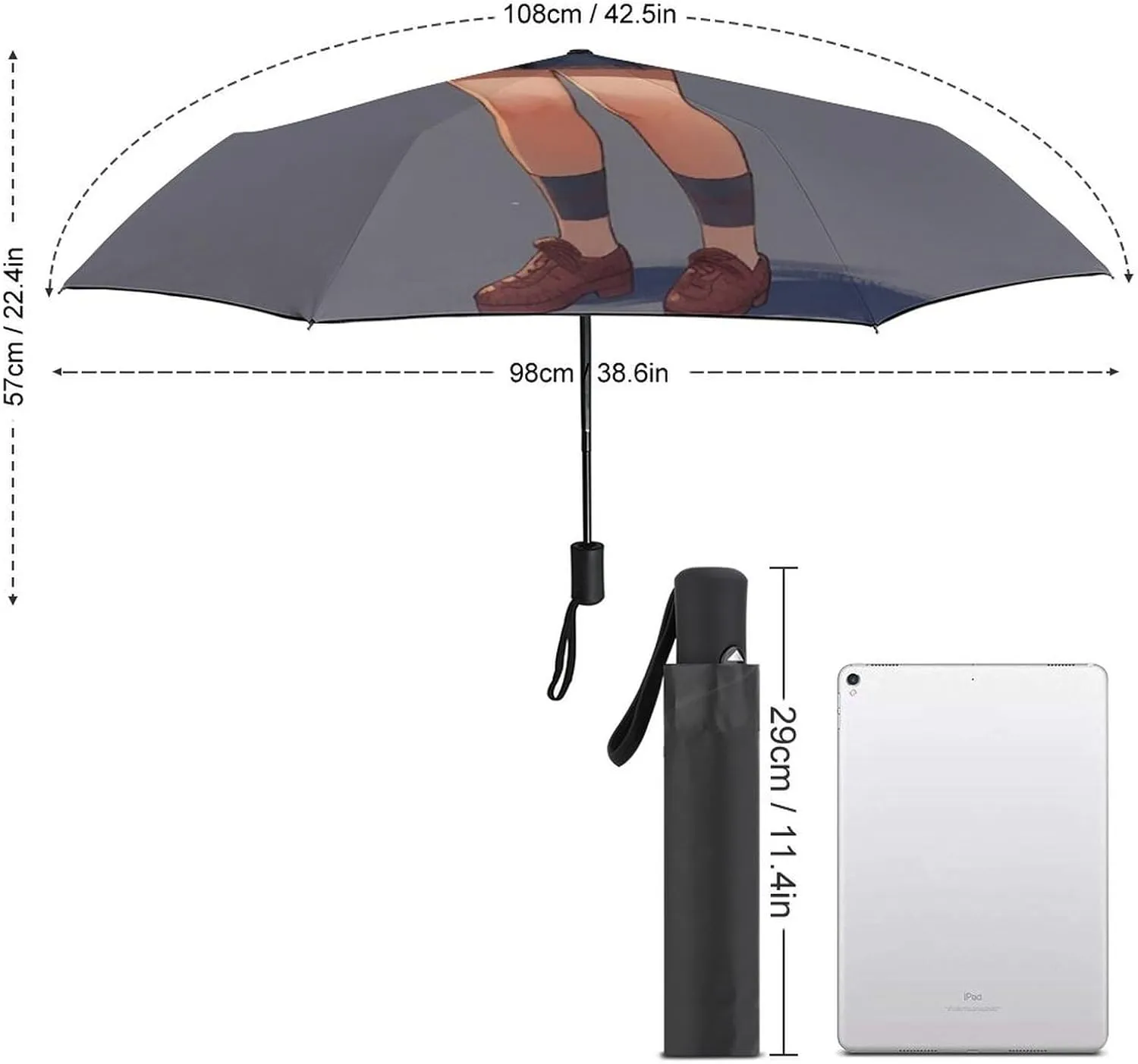 Fully Automatic Compact Folding Umbrellas Light Durable Portable Travel Waterproof Canopy Anime Girl in Skirt Print Outdoor Windproof Parasol