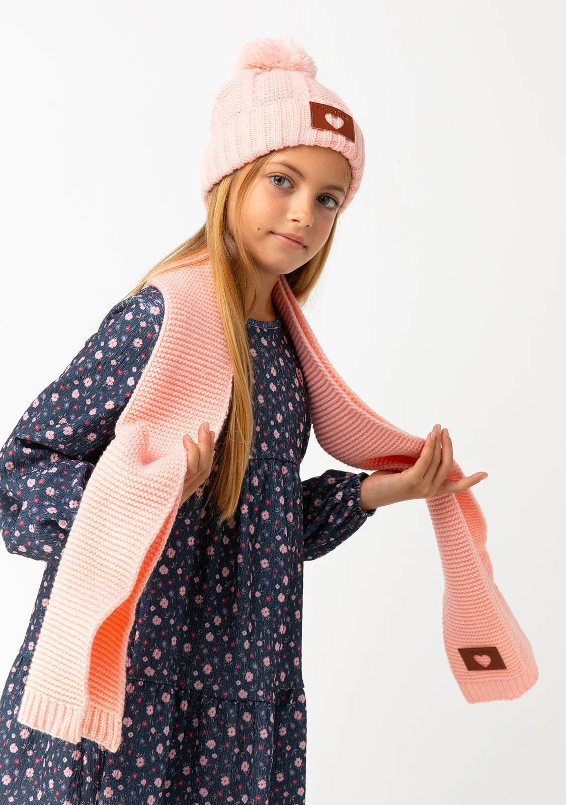 Girl's Pink Pompon Beanie