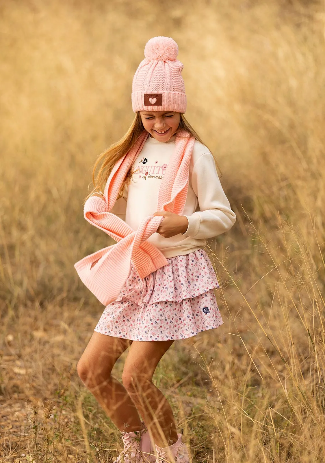 Girl's Pink Pompon Beanie