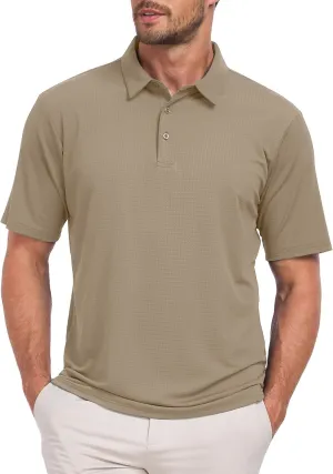Jacquard Polo Shirts for Men Short Sleeve Golf Shirt Dry Fit Moisture Wicking Performance Golf Shirts