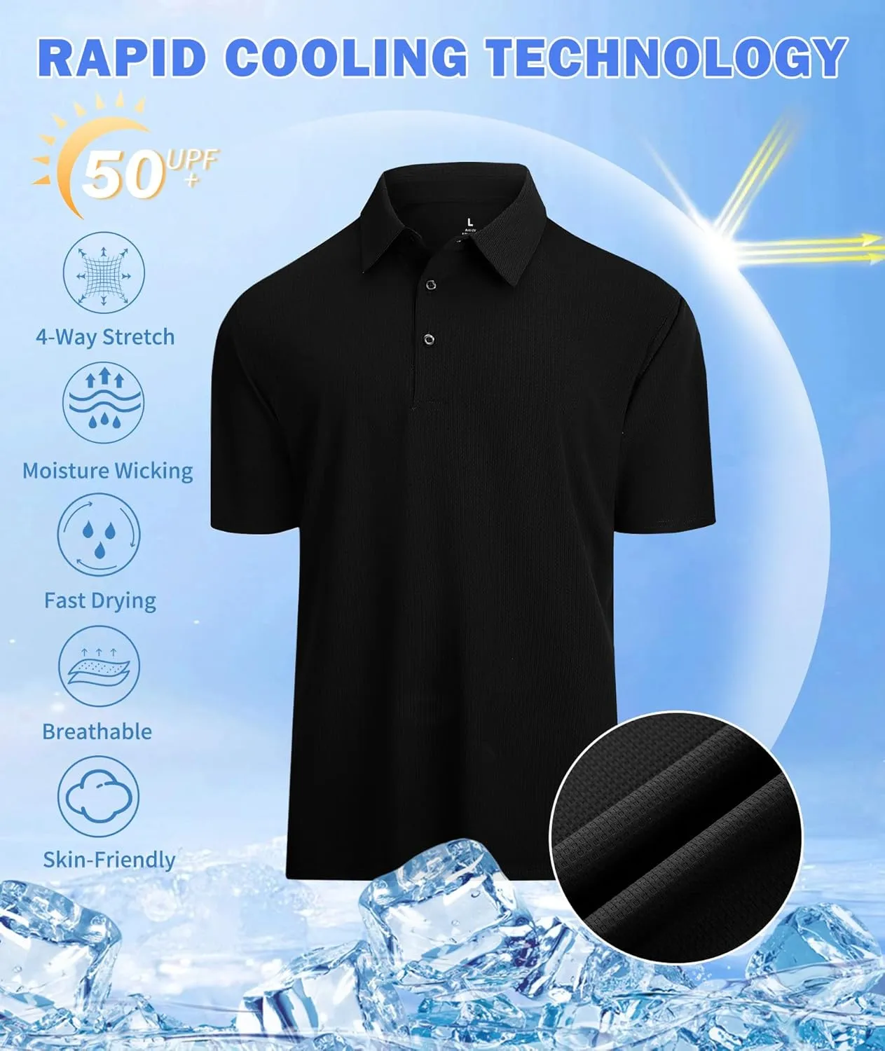 Jacquard Polo Shirts for Men Short Sleeve Golf Shirt Dry Fit Moisture Wicking Performance Golf Shirts