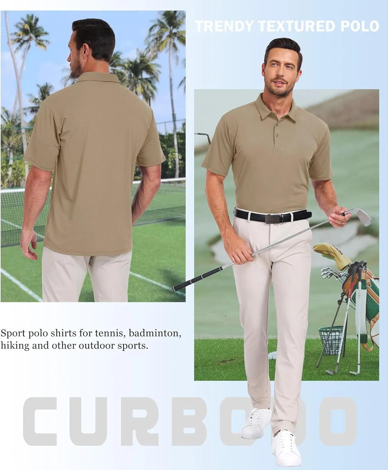 Jacquard Polo Shirts for Men Short Sleeve Golf Shirt Dry Fit Moisture Wicking Performance Golf Shirts