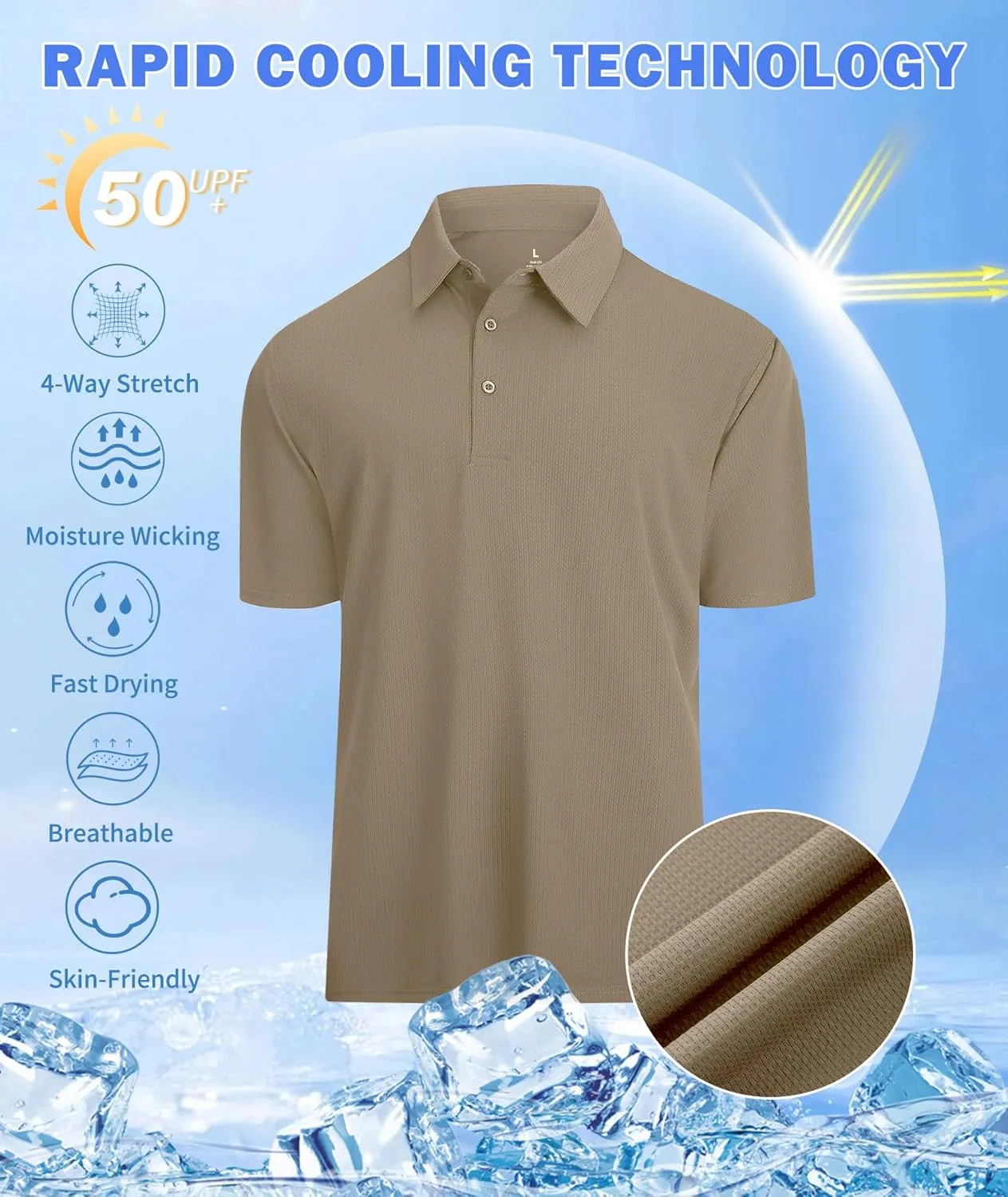 Jacquard Polo Shirts for Men Short Sleeve Golf Shirt Dry Fit Moisture Wicking Performance Golf Shirts