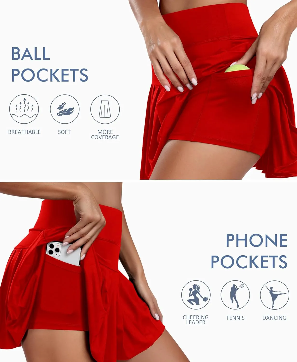 JoyGirl Pleated Tennis Skirt for Women with Shorts Athletic Golf Skort Workout Running Sports Skirts Skorts with Pockets