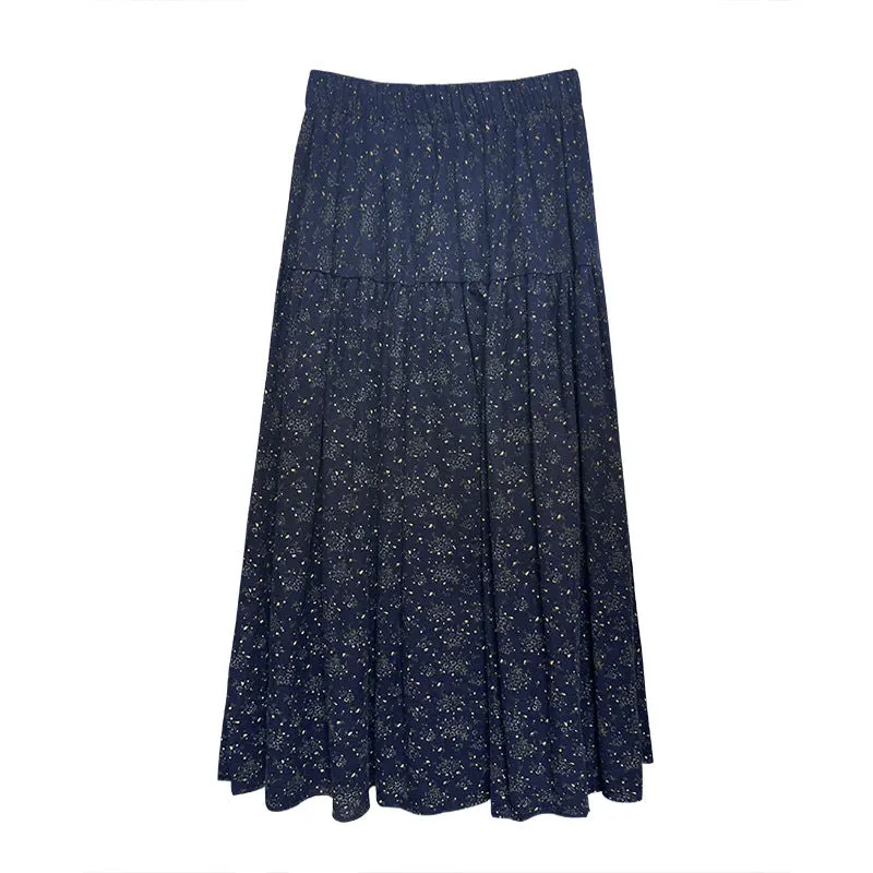 Lanfubeisi fall outfits women Mori Brushed Floral Skirt 2024 Autumn and Winter New Artistic Age-Reducing Mid-Length Umbrella Skirt Cover Slim Skirt