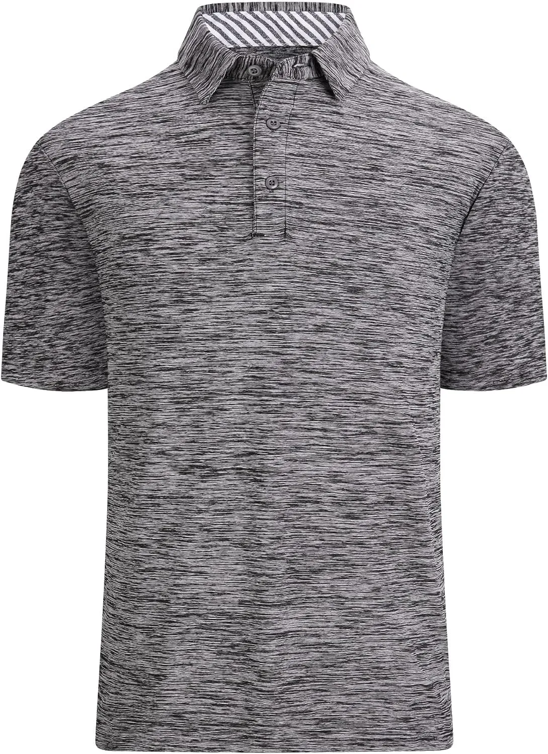 Mens Golf Polo Shirt Moisture Wicking Dry Fit Performance Athletic Short Sleeve Striped Golf Shirts for Men