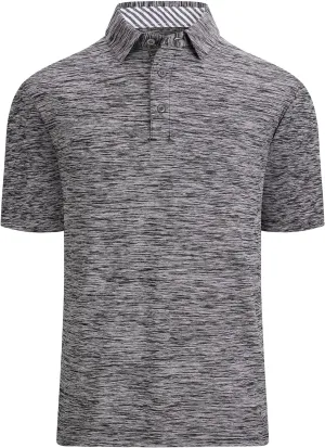 Mens Golf Polo Shirt Moisture Wicking Dry Fit Performance Athletic Short Sleeve Striped Golf Shirts for Men