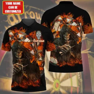 Personalized The Death Dart Polo Shirt, Custom Name Dart On Fire, Gift for Dart Lover