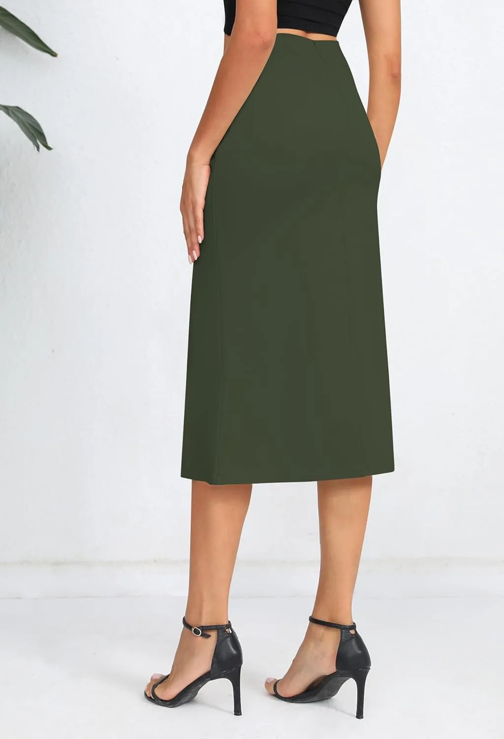 Urban CoCo Women's Stretch Office Fishtail Pencil Skirt High Waist Bodycon Midi Skirt with Slit