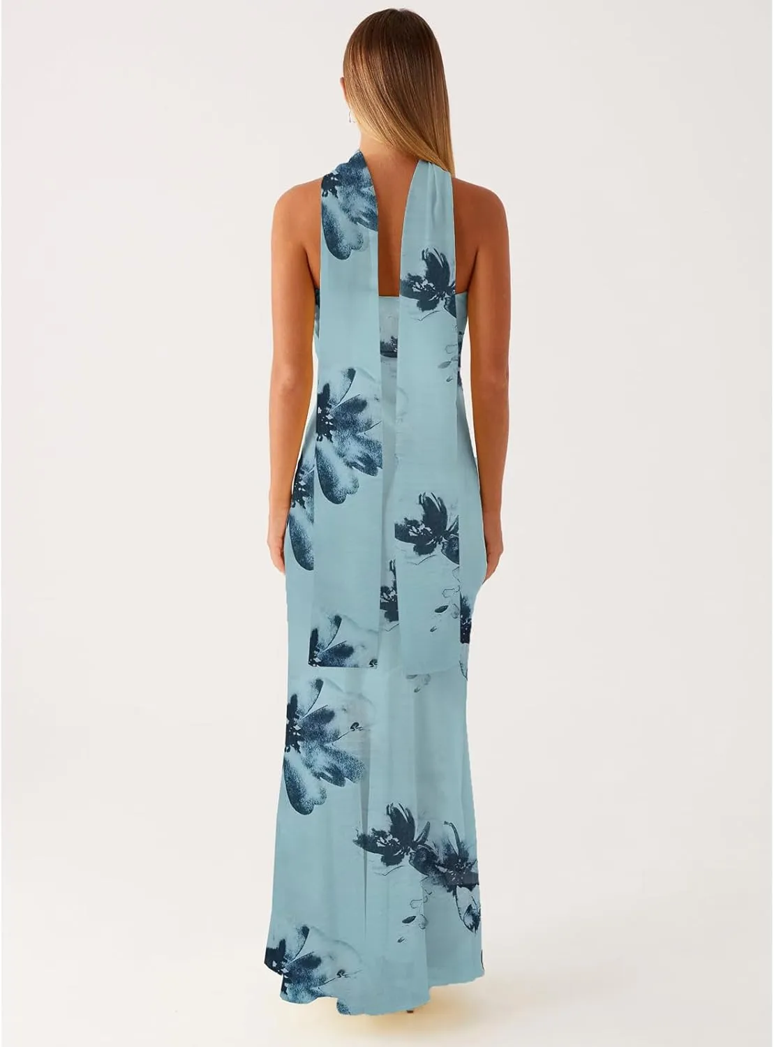 Women Floral Formal Strapless Dress Sexy Backless Maxi Long Dresses Y2K Sleeveless Mesh Bodycon Tube Summer Sundress