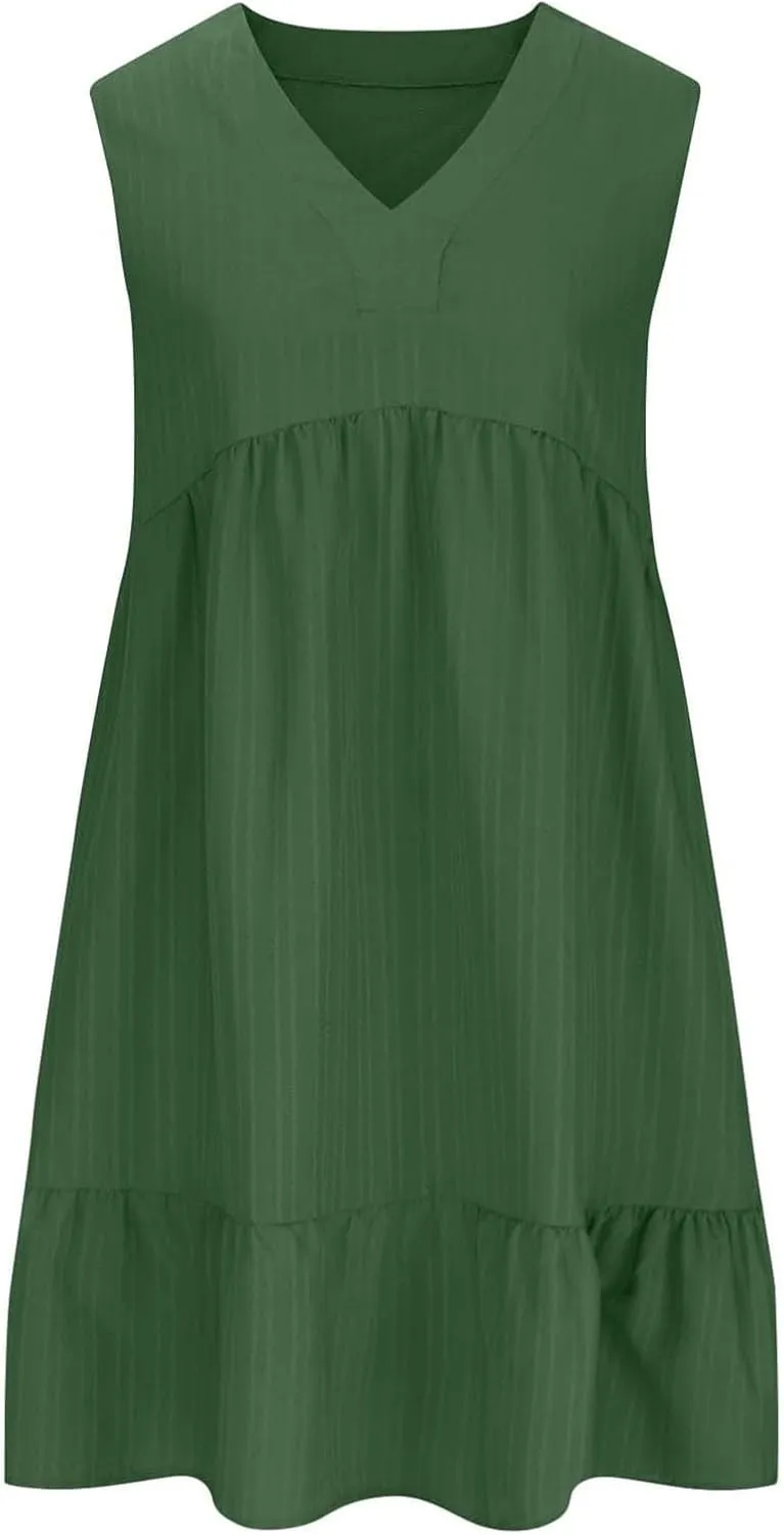 Women's Casual Dress Summer Tank Dress Sleeveless Summer Dresses for Women 2025 Elegant Classy Plus Size Dresses