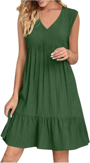 Women's Casual Dress Summer Tank Dress Sleeveless Summer Dresses for Women 2025 Elegant Classy Plus Size Dresses