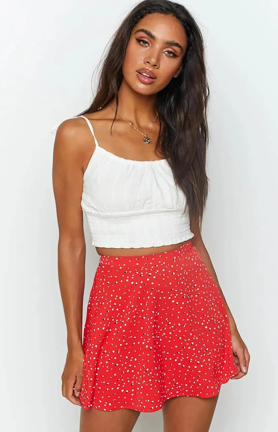 Women's Elastic Waist Skirt High Waisted A-line Summer Printed Umbrella Skirt