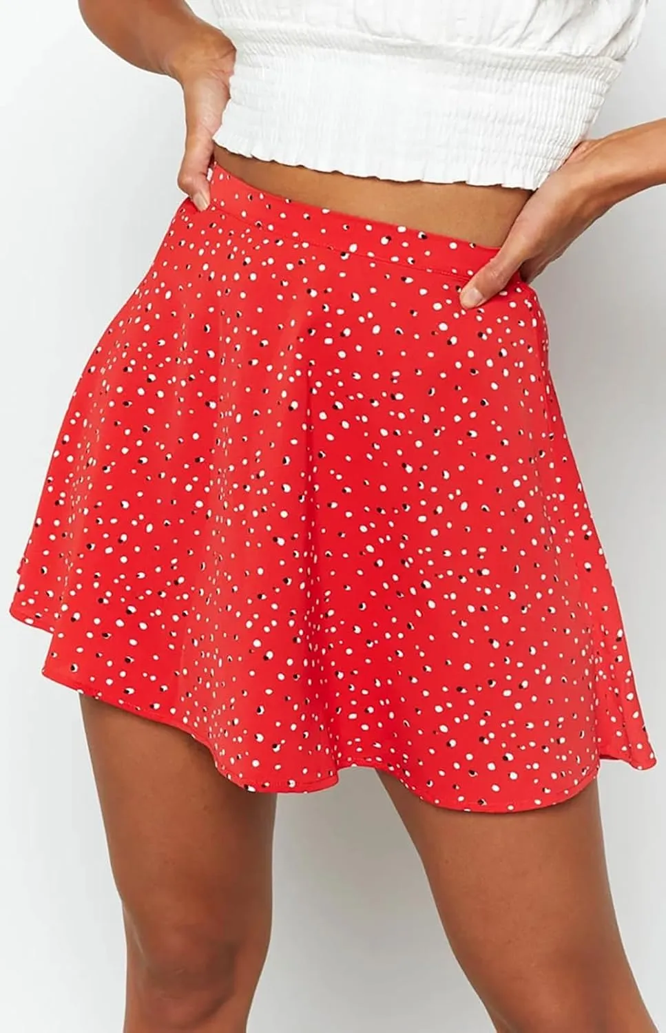Women's Elastic Waist Skirt High Waisted A-line Summer Printed Umbrella Skirt