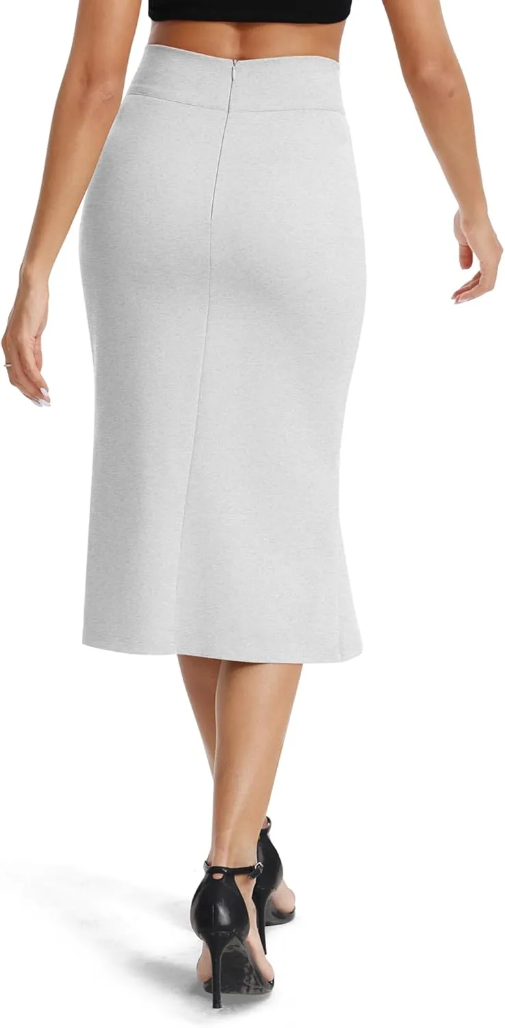 Women's Stretch Office Fishtail Pencil Skirts Casual High Waist Bodycon Midi Skirt