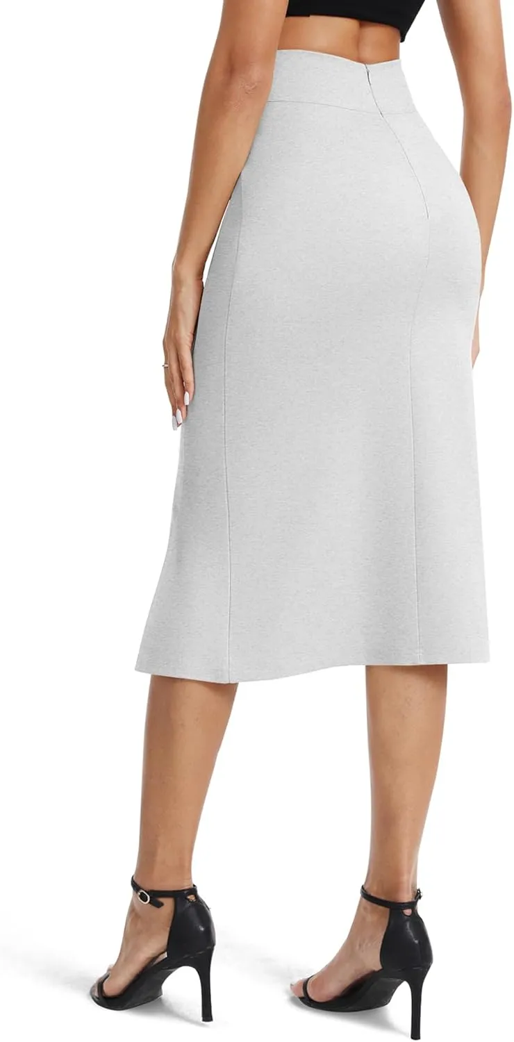 Women's Stretch Office Fishtail Pencil Skirts Casual High Waist Bodycon Midi Skirt