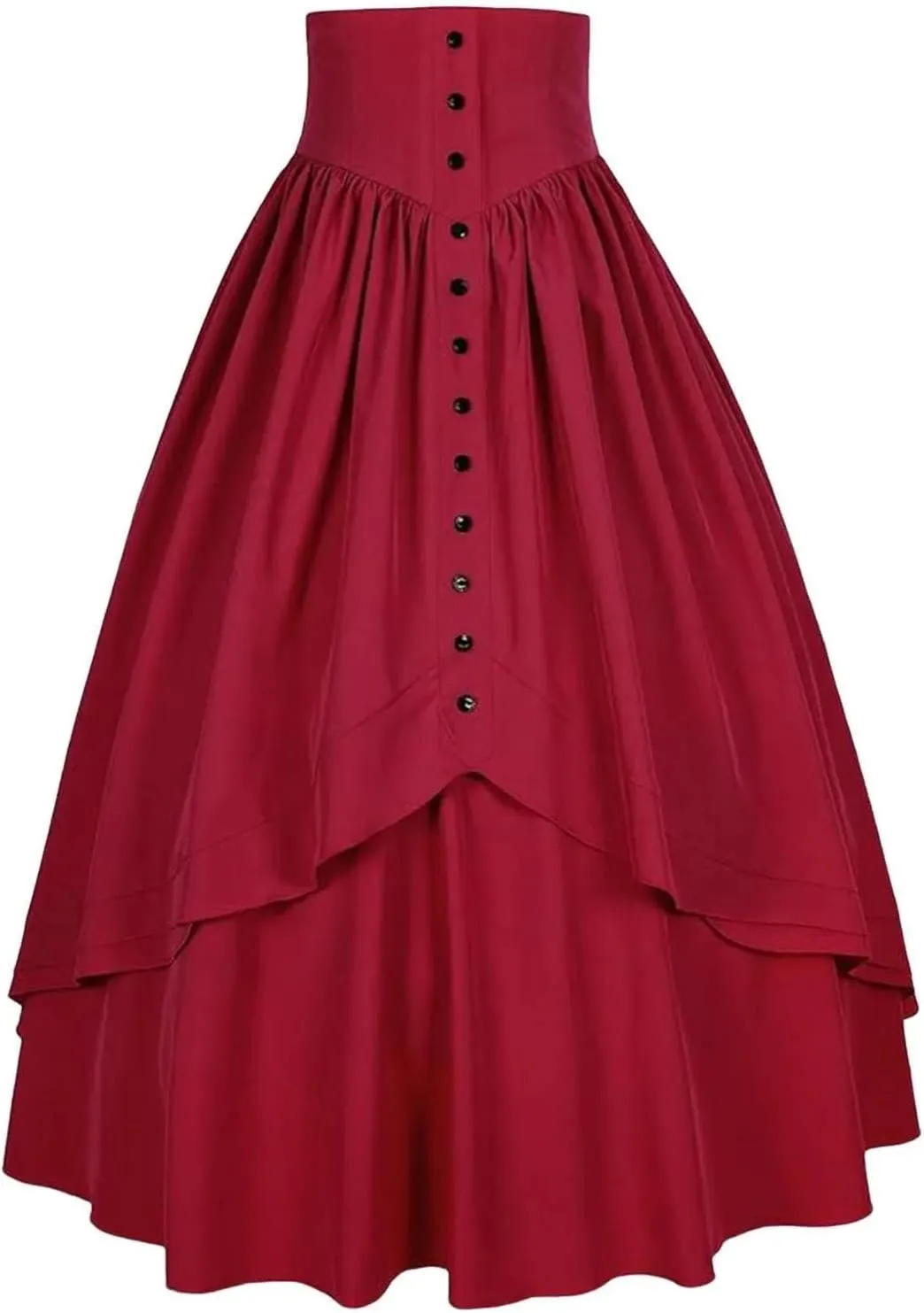 Women's Vintage High Waist Pleated Skirt, Solid Casual Summer Medieval