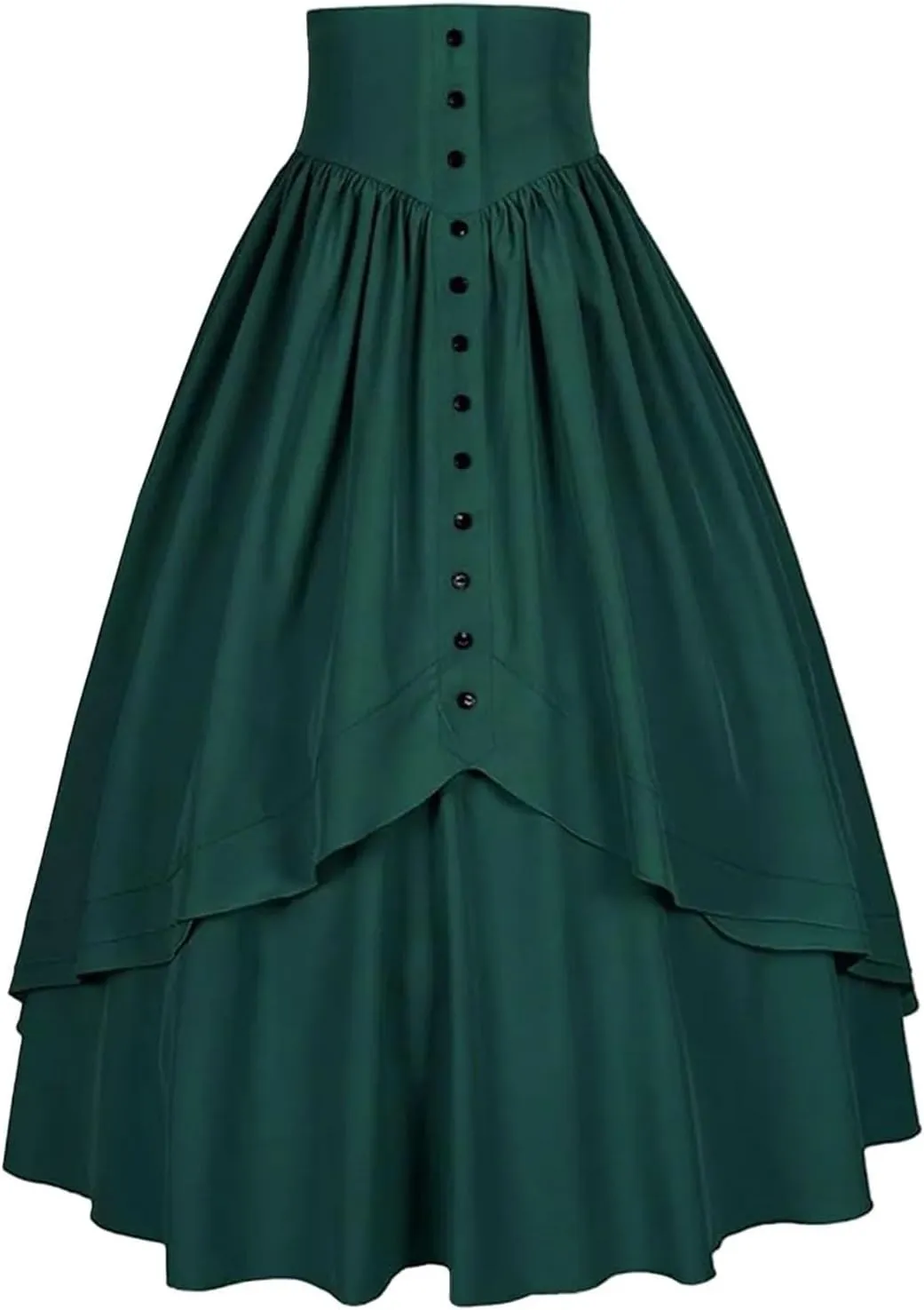 Women's Vintage High Waist Pleated Skirt, Solid Casual Summer Medieval