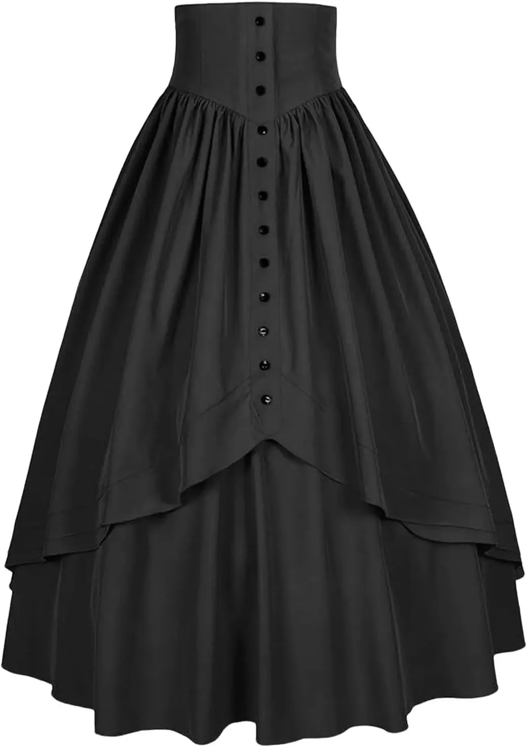 Women's Vintage High Waist Pleated Skirt, Solid Casual Summer Medieval
