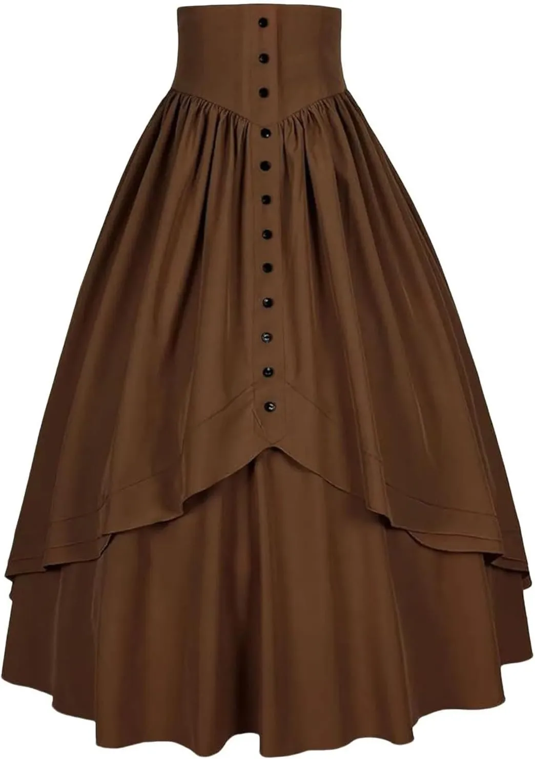 Women's Vintage High Waist Pleated Skirt, Solid Casual Summer Medieval