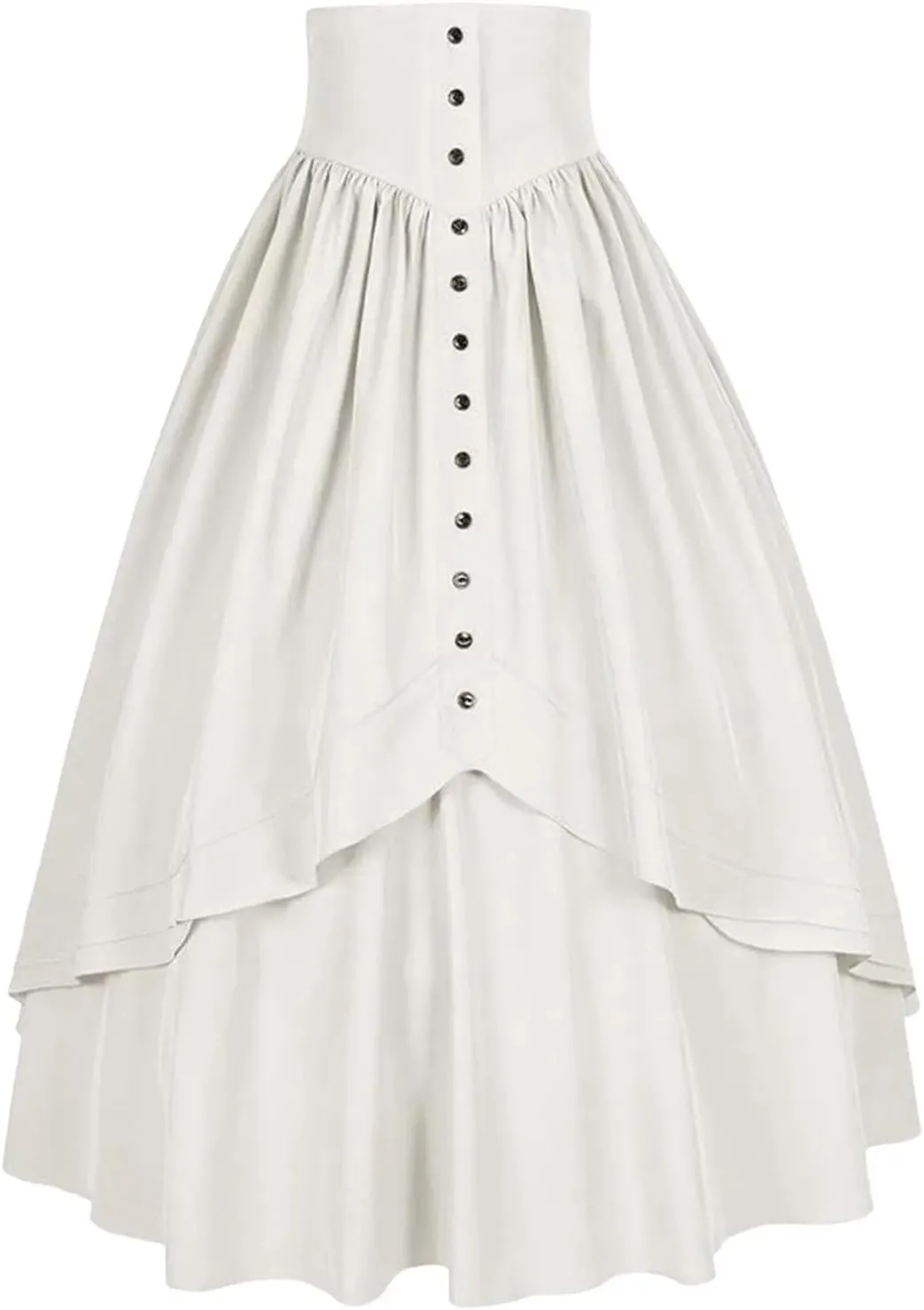 Women's Vintage High Waist Pleated Skirt, Solid Casual Summer Medieval
