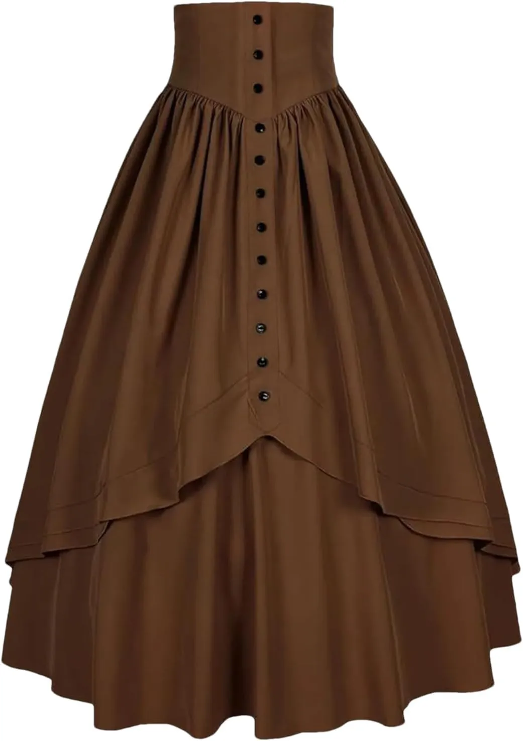 Women's Vintage High Waist Pleated Skirt, Solid Casual Summer Medieval